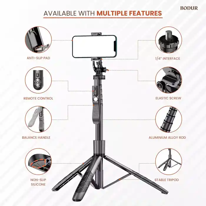 K28 selfie stick tripod selfie stick tripod (5 Foot) 360 degrees Rotation with remote